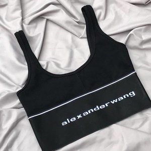 Alexander Wang Logo Stretch Rib-knit Bra